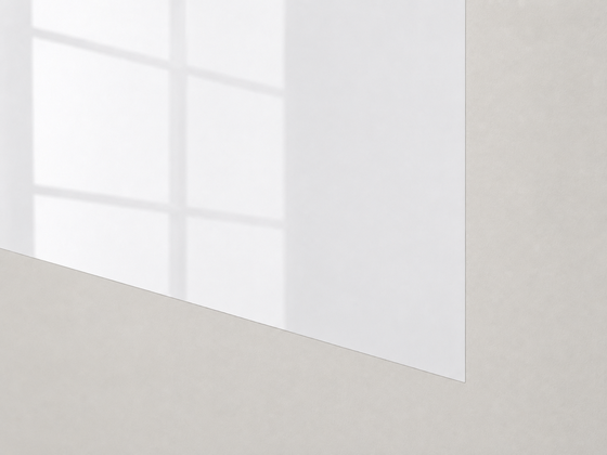 Glossy WriteyBoard surface with a window grid reflected sharply across it